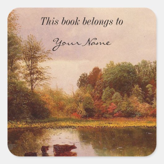 水やり風景の中の牛アルバート・ビエルシュタット スクエアシール (正面)