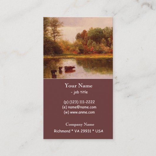 水やり風景の中の牛アルバート・ビエルシュタット 名刺 (正面)