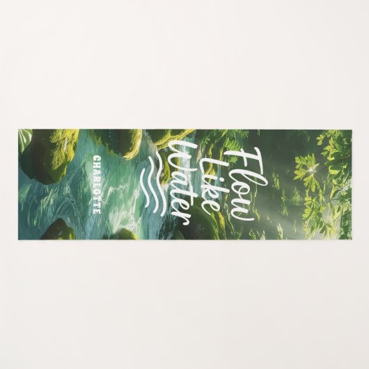 水やる気を起こさせる林のような引用文の青い流れ ヨガマット (正面(横))