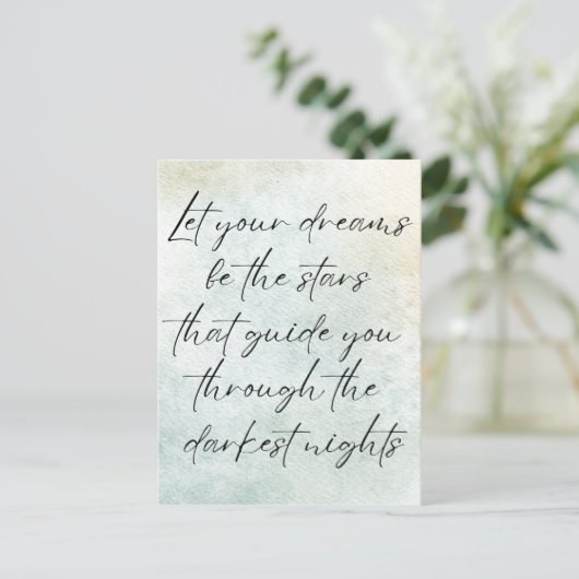 水やる気を起こさせる色感動的引用文 ポストカード (スタンド正面)