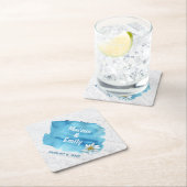 水ゆで木に跳ね上がる青い水の色 ペーパーコースター (インサイチュ)