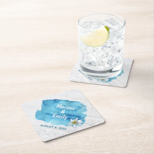 水ゆで木に跳ね上がる青い水の色 ペーパーコースター (インサイチュ)