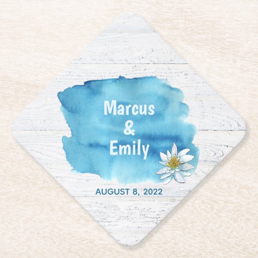 水ゆで木に跳ね上がる青い水の色 ペーパーコースター (正面)