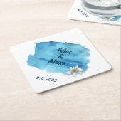 水ゆりの青い水の色のスプラッシュ ペーパーコースター (アングル)