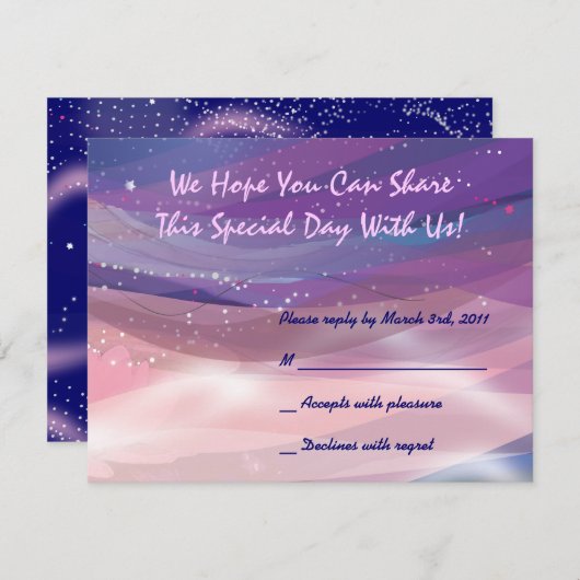 水ゆり池結婚式招待状返信カード 招待状 (正面/裏面)