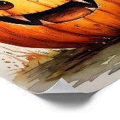 水よくはしゃぐ色カボチャイラストレーション ポスター (角)