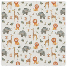 水よくはしゃぐ色サファリ動物v.2ファブリック