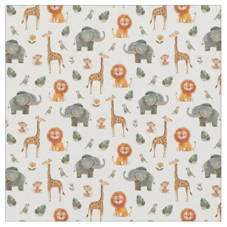 水よくはしゃぐ色サファリ動物v.2ファブリック ファブリック