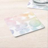 水よくはしゃぐ色パターン紙コースター スクエアペーパーコースター (アングル)