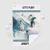 水よくはしゃぐ色ペンギン ゴルフタオル (インサイチュ)