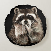 水よくはしゃぐ色ラクーン動物の吹キス ラウンドクッション (正面)