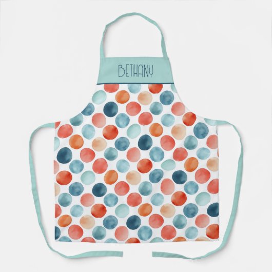 水よくはしゃぐ色水玉模様 – 明るく&モダン エプロン (正面)