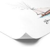 水よくはしゃぐ色船の指紋のゲストブック ポスター (角)