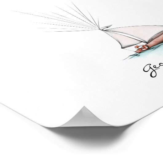 水よくはしゃぐ色船の指紋のゲストブック ポスター (角)