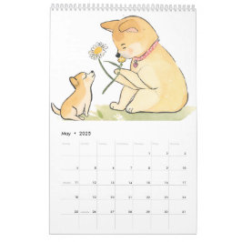 水よくはしゃぐ色AI生成柴犬 カレンダー