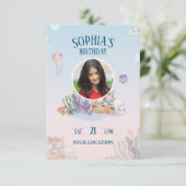 水をテーマにした子供の誕生日 出欠カード (スタンド正面)