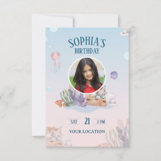 水をテーマにした子供の誕生日 出欠カード