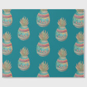 水を包むパイナップルクリスマス ラッピングペーパー (フラット)