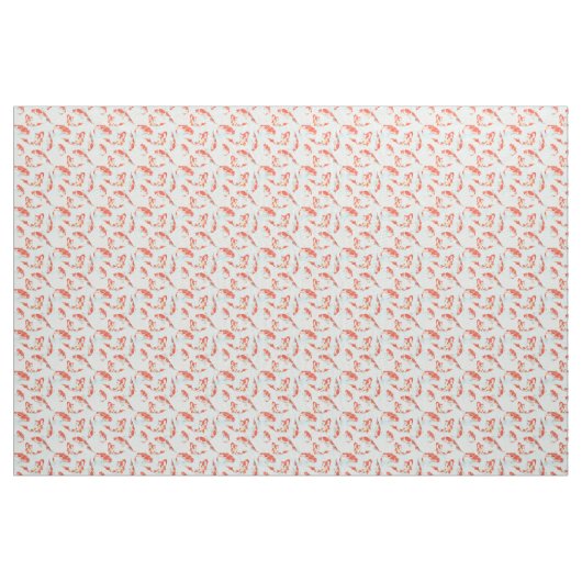 水を含んだ青の金コイのコイの魚の水彩画 ファブリック (ヤード)