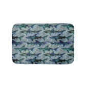 水を含んだ青の鮫の学校 バスマット (正面)