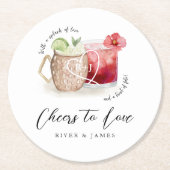 水を愛する応援カクテルドリンク結婚ズ ラウンドペーパーコースター (正面)
