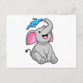 水を浴びるゾウ ポストカード (正面)