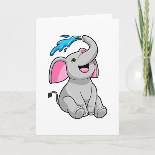 水を浴びる象 カード (正面)