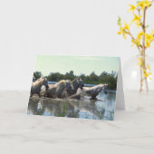 水を渡る馬 カード (黄色い花)