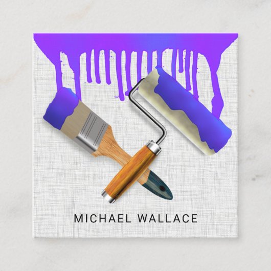 水を滴ら絵を描せる作品のプロフェッショナル画家 スクエア名刺 (正面)
