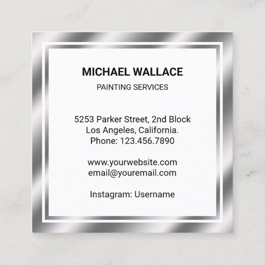 水を滴ら絵を描せる作品のプロフェッショナル画家 スクエア名刺 (裏面)