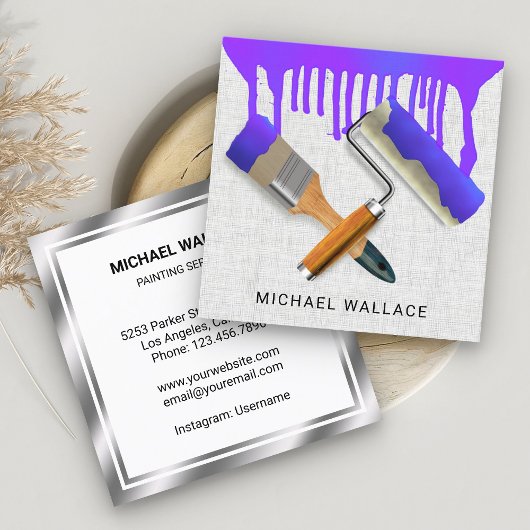 水を滴ら絵を描せる作品のプロフェッショナル画家 スクエア名刺