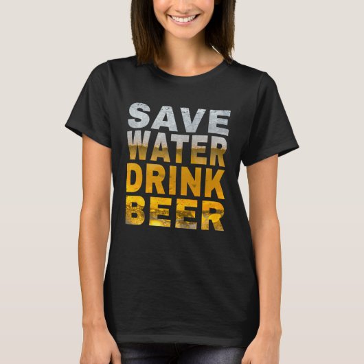 水を節約してビールを飲め 春の休みと独身最後の夜 Tシャツ (正面)