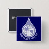 水を節約して下さい 缶バッジ (正面&裏面)