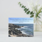 水を通る海の写真イザヤ43:2青 ポストカード (スタンド正面)