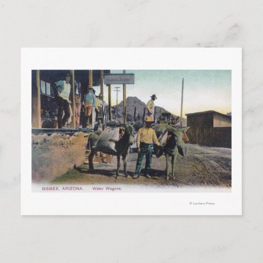 水を運ぶロバの風景(アリゾナ州ビスビー) ポストカード (正面)