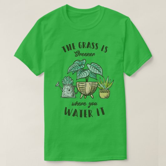 水を飲むと草が生える Tシャツ (デザイン正面)