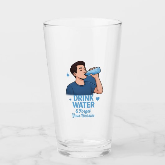 水を飲んで心配事を忘れよう タンブラーグラス (正面)