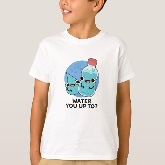 水を飲んで水おもしろいを飲む Tシャツ (正面)