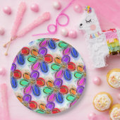 水アートカラフル色の花 ペーパープレート (パーティー)