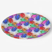 水アートカラフル色の花 ペーパープレート (アングル)