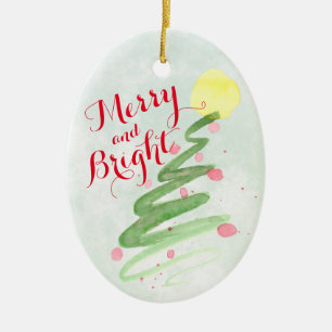 水アート色クリスマスツリーフォトバック セラミックオーナメント