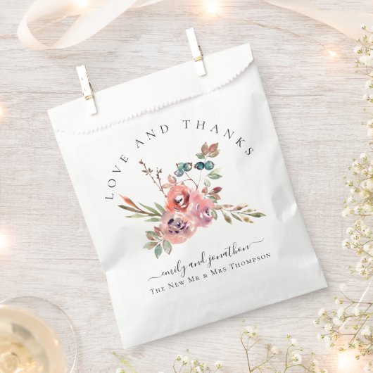 水アート色花模様お名前ありがとう結婚 フェイバーバッグ (クリップ留めされた状態)