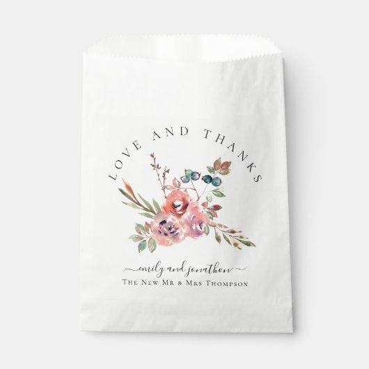 水アート色花模様お名前ありがとう結婚 フェイバーバッグ (正面)