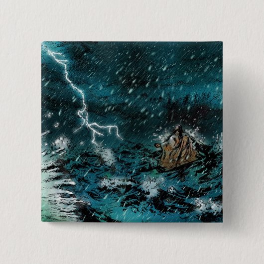 水イエス・キリストに歩くこと 缶バッジ (正面)