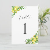 水イタリアン色レモ結婚ンスのテーブル番号 招待状 (スタンド正面)