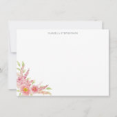 水エレガントかわいらし色ピンクフローラパーソナライズされた ノートカード (正面)