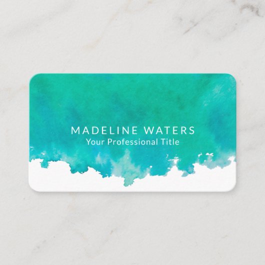 水エレガントの色モダン最小青緑 名刺 (正面)