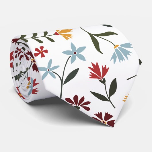 水エレガントカラフル彩花模様 ネクタイ (ロール)