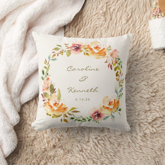 水エレガントカラフル色のフローラ結婚の名前 クッション (ブランケット)