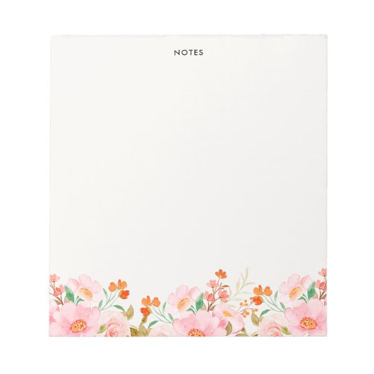 水エレガントカラフル色春開花フローラ ノートパッド (正面)